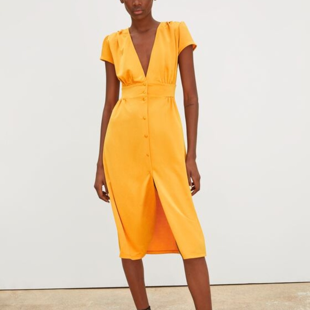 ZARA- GOLD SHINY MIDI DRESS